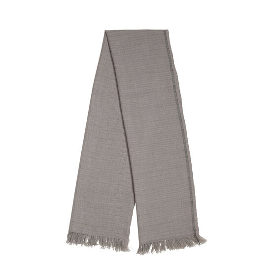 Pale grey hand woven wool cashmere scarf